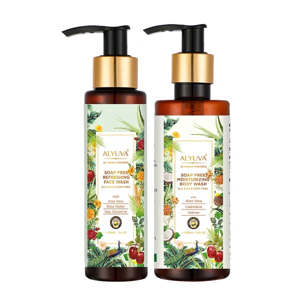Alyuva Combo Soap Free Moisturizing Body Wash and Refreshing Face Wash