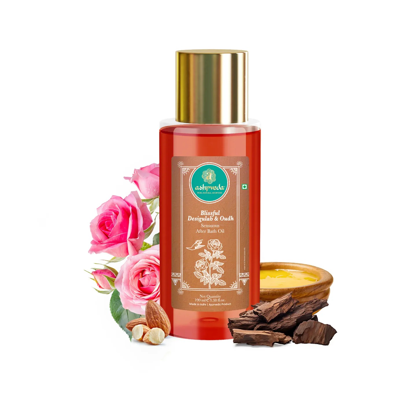 Ashpveda Blissful Desi Gulab & Oudh Body Massage Oil