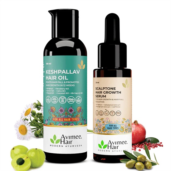Avimee Herbal Keshpallav Hair Oil And Scalptone Hair Growth Serum
