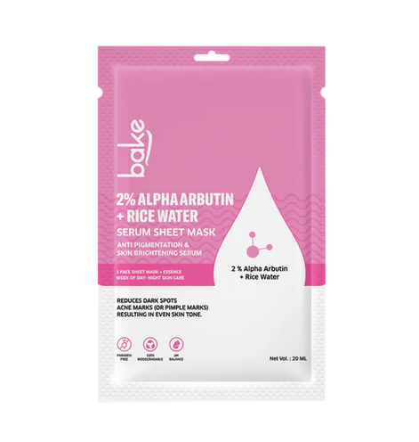 Bake 2% Alpha Arbutin + Rice Water Serum Sheet Mask