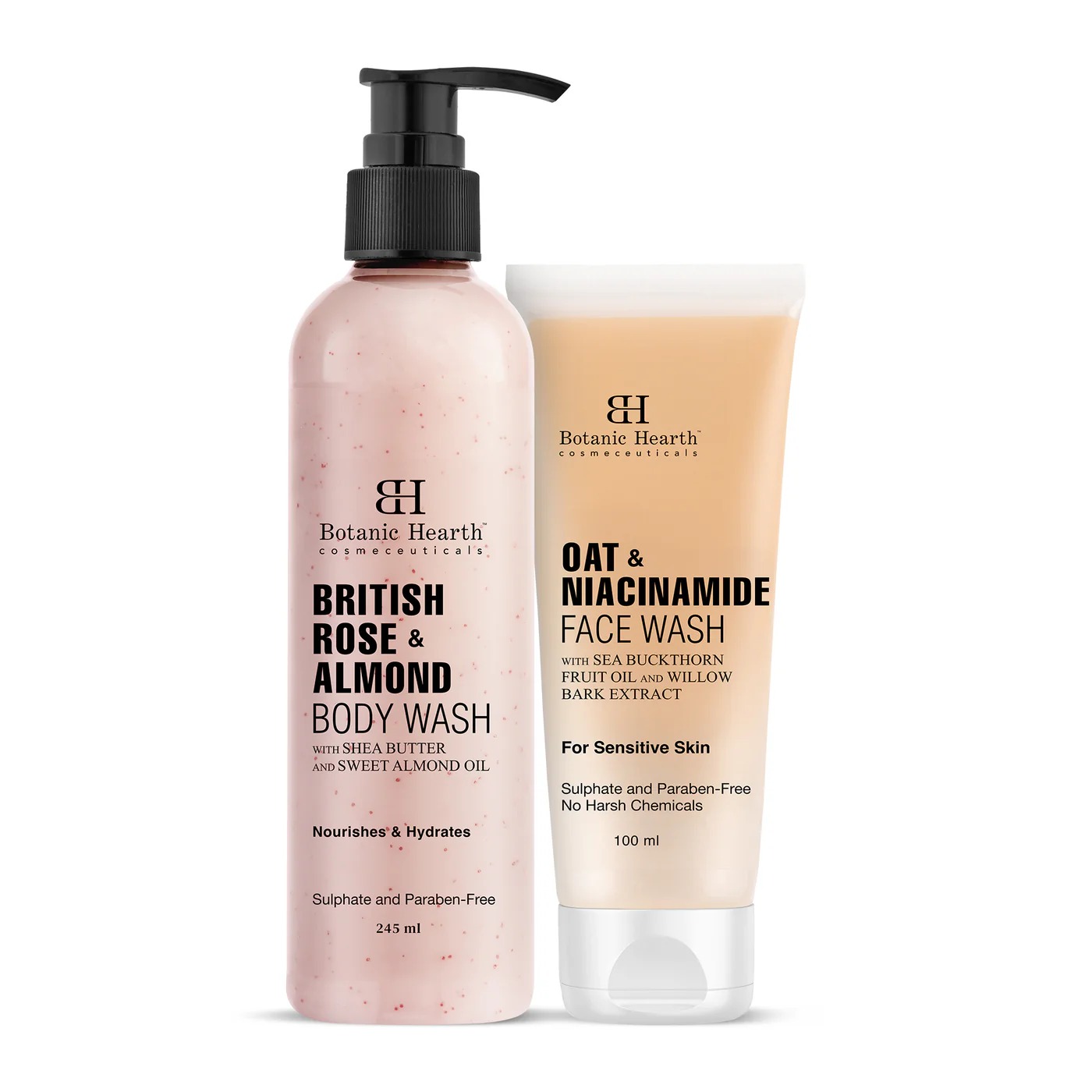 Botanic Hearth Oat Face Wash with British Rose Body Wash Combo