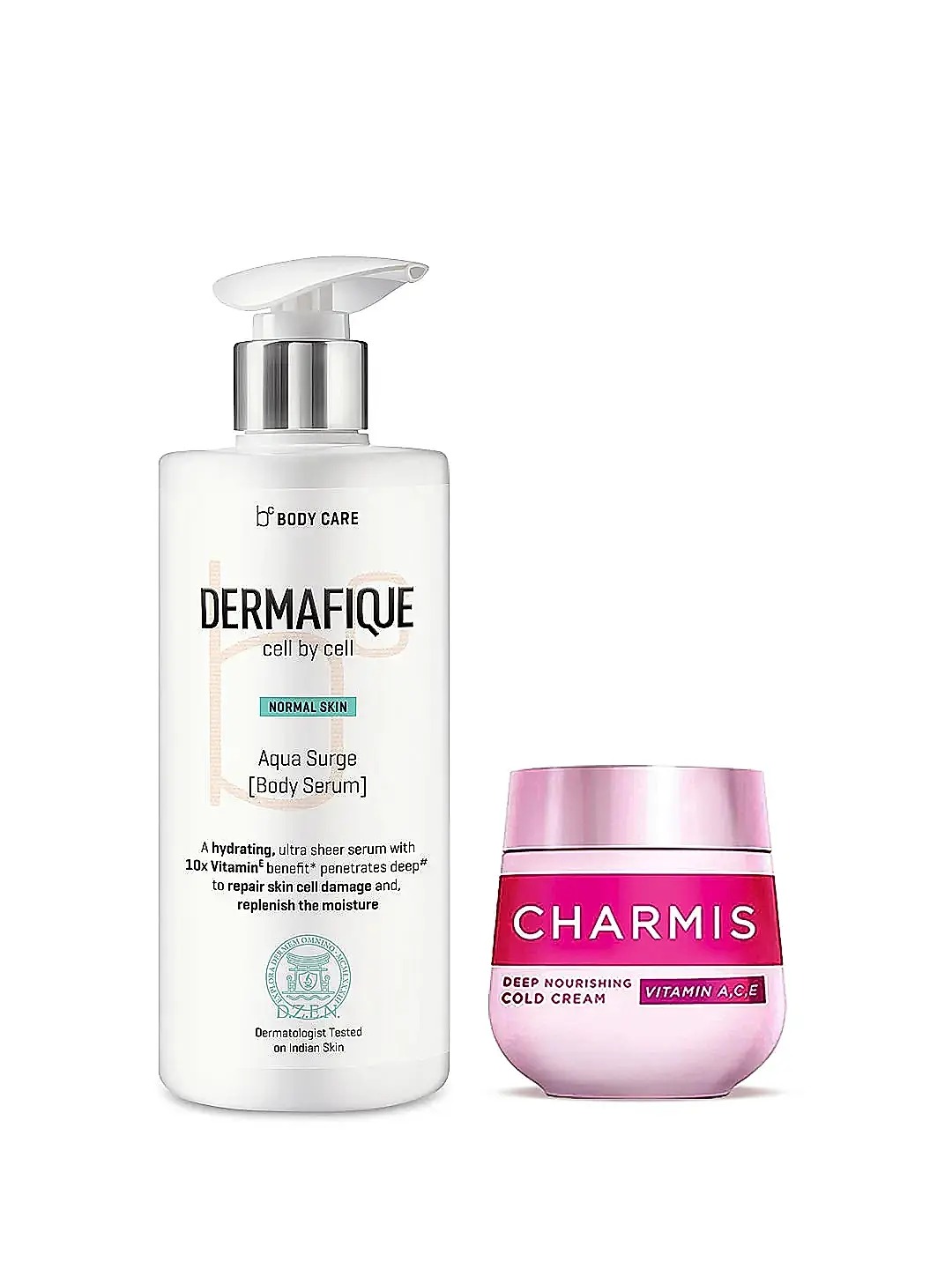 Dermafique Aqua Surge Body Serum and Charmis Deep Nourishing Cold Cream Combo pack