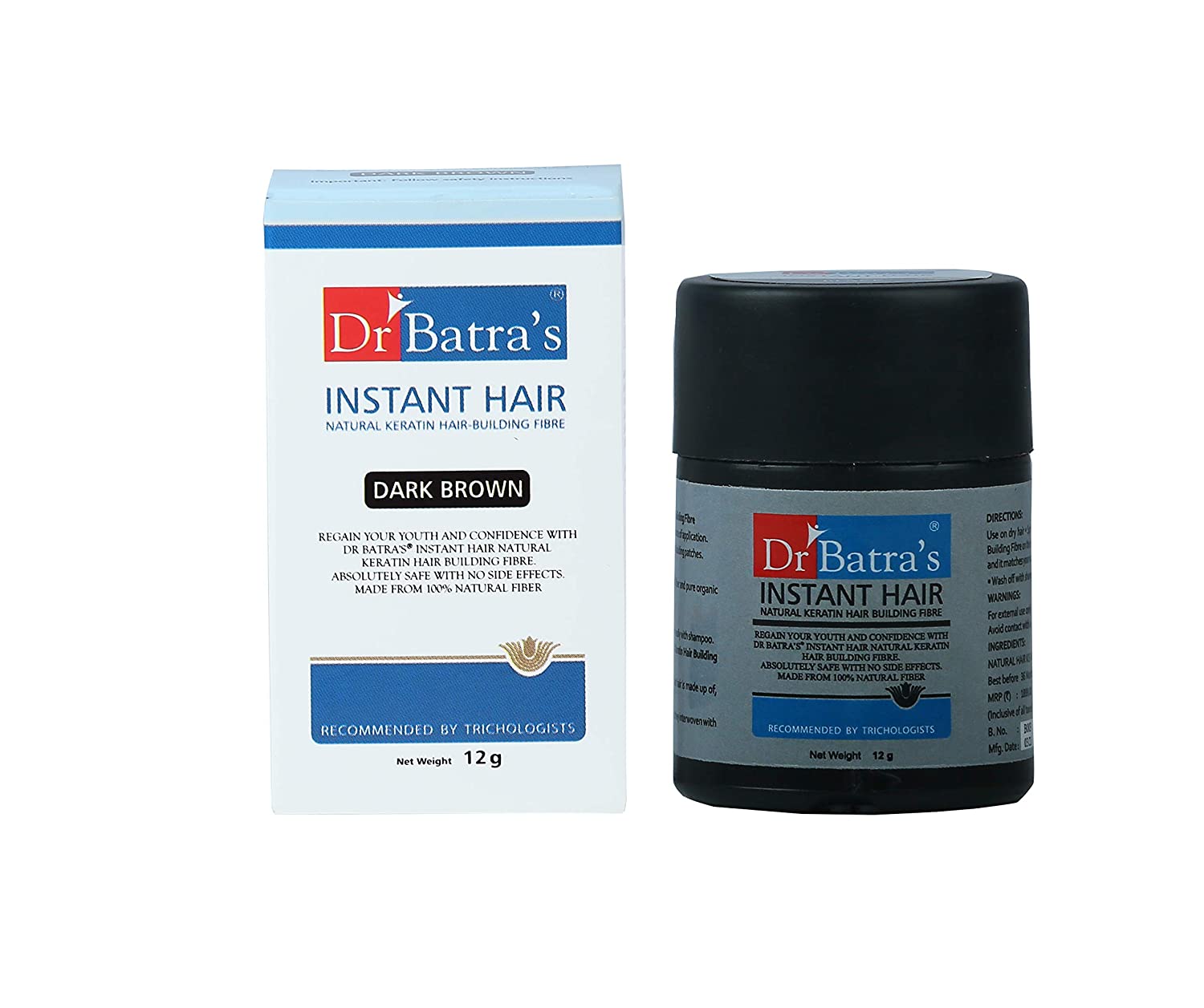 Dr Batras  Instant Hair Natural Keratin Hair Building Fibre Dark Brown