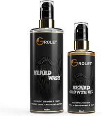 Grolet Men's Herbal Beard Growth Oil & Refreshing Beard Wash Combo