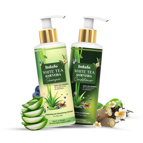 Indalo  White Tea & Aloe Vera for Dandruff, Oily Scalp and Hairfall