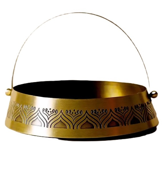 Isha Life Antique Brass Flower Basket For Your Sacred Space and Decor