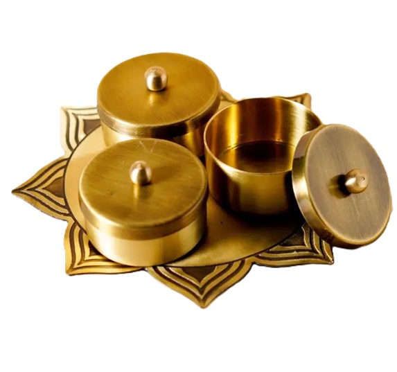 Isha Life Convenient and Durable Brass Kumkum and Turmeric Holder