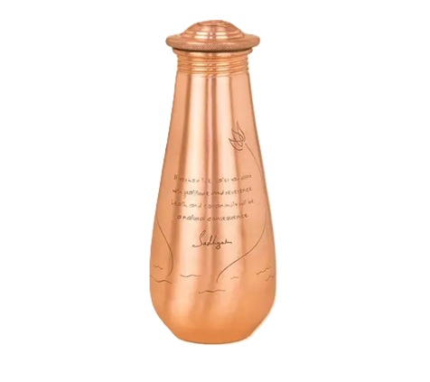 Isha Life Small Copper Water Bottle with Sadhguru Quote