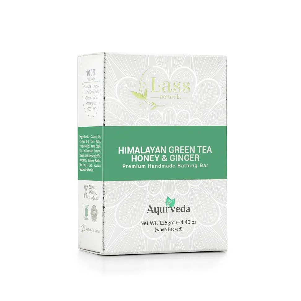Lass Natural Himalayan Green Tea Honey & Ginger Premium Handmade Bathing Soap