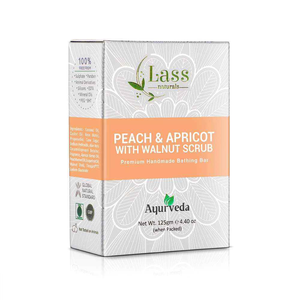 Lass Naturals Peach & Apricot with Walnut Scrub Handmade Premium Bathing Soap