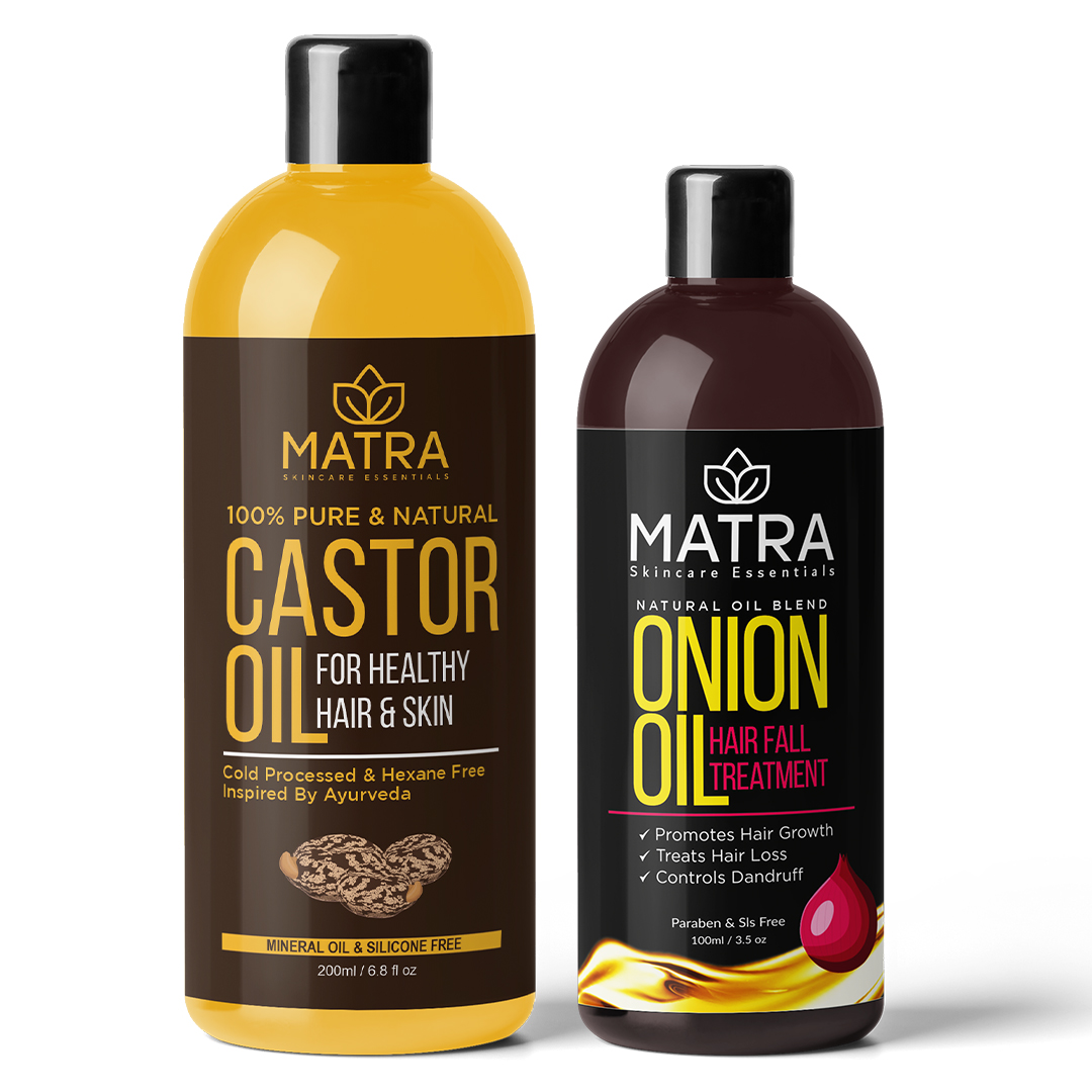 Matra Onion & Castor Oil for Hair Fall Control & Regrowth Combo Pack