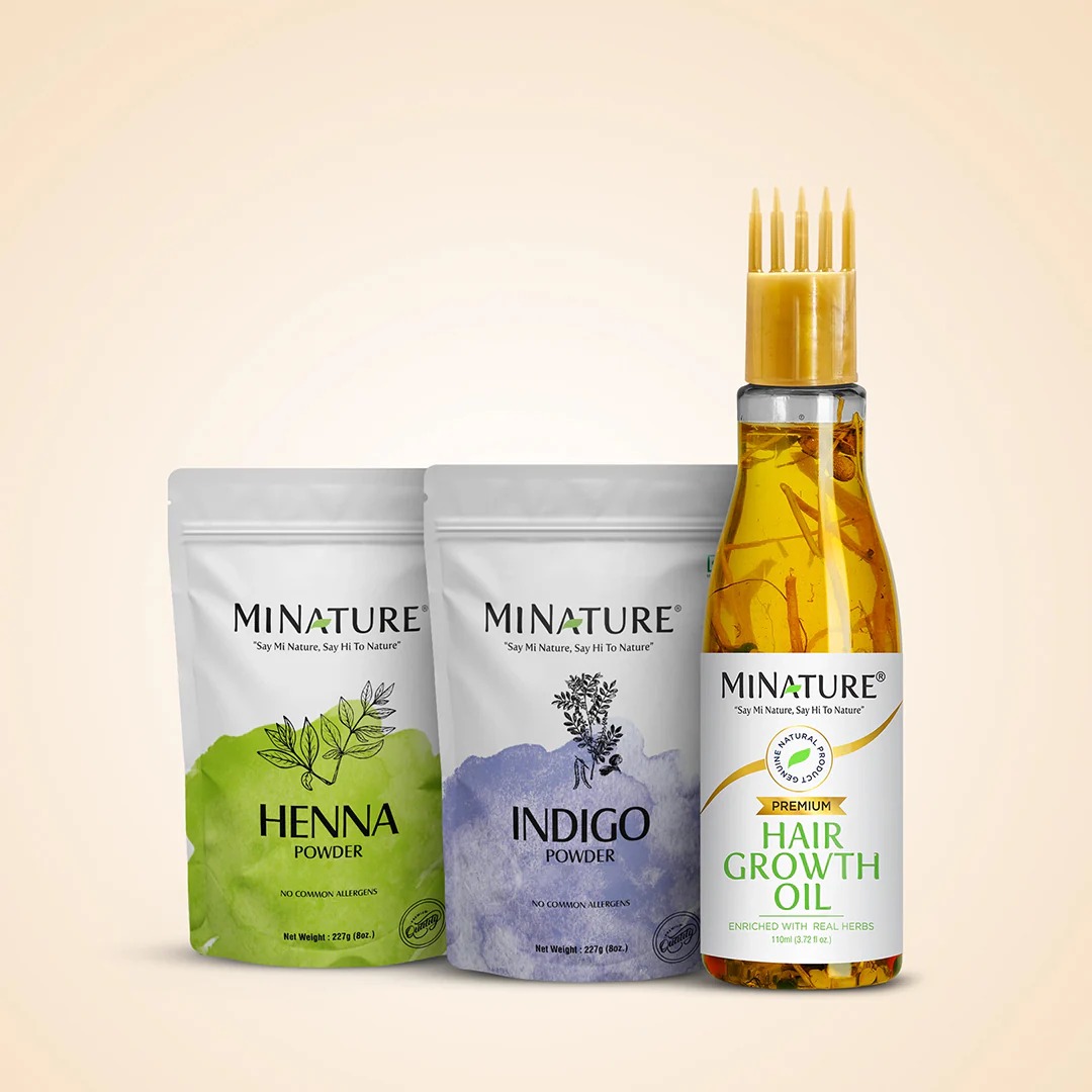 Minature Premium Hair Growth Oil And Henna & Indigo Powder Combo