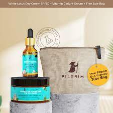 Pilgrim  Day/Night Combo - White Lotus Day Cream SPF50 + Vitamin C Night Serum