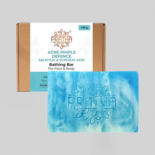 Pratha Naturals Acne Pimple Defence Salicylic & Glycolic Acid Bathing Bar