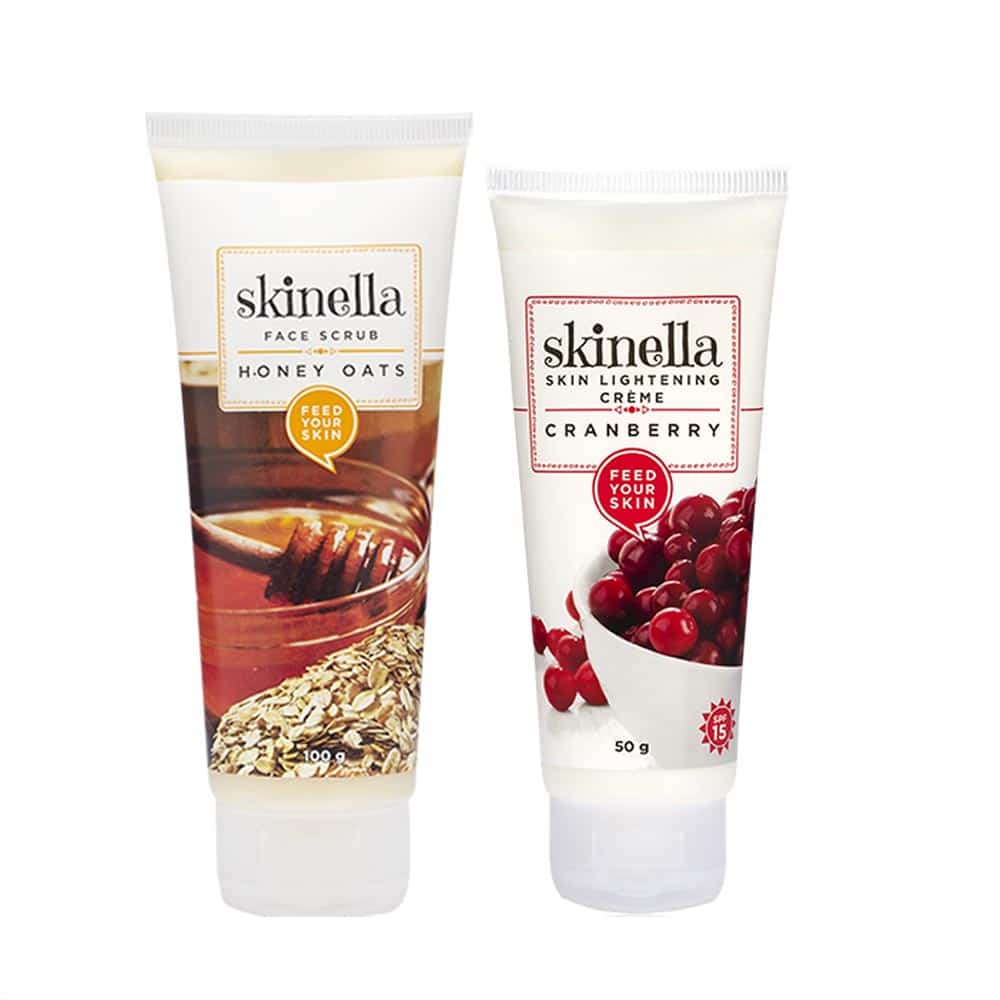 Skinella Combo honey oats face scrub & cranberry lightening creme