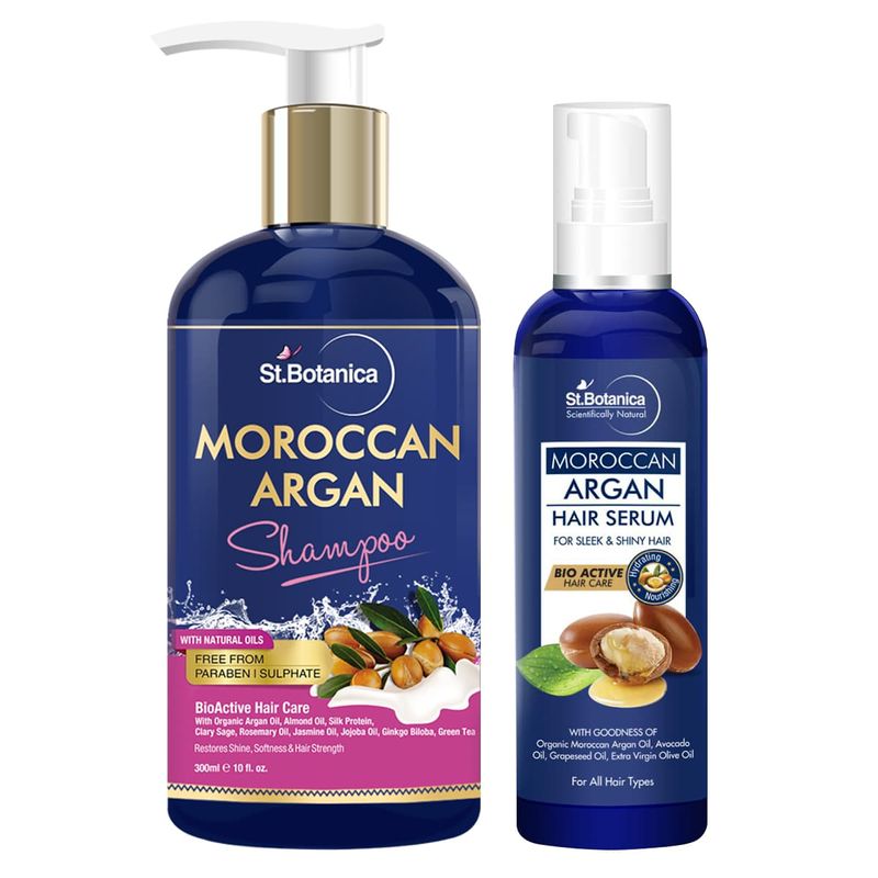 St.Botanica Moroccan Argan Shampoo + Moroccan Argan Hair Serum combo Pack 