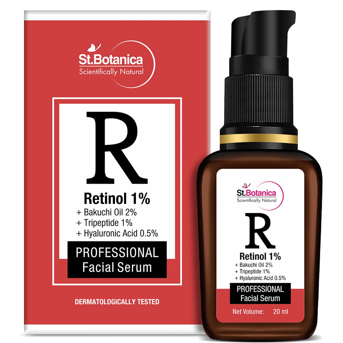 St.Botanica Retinol 1% + Bakuchi Oil 2% + Hyaluronic Acid 0.5% Professional Face Serum