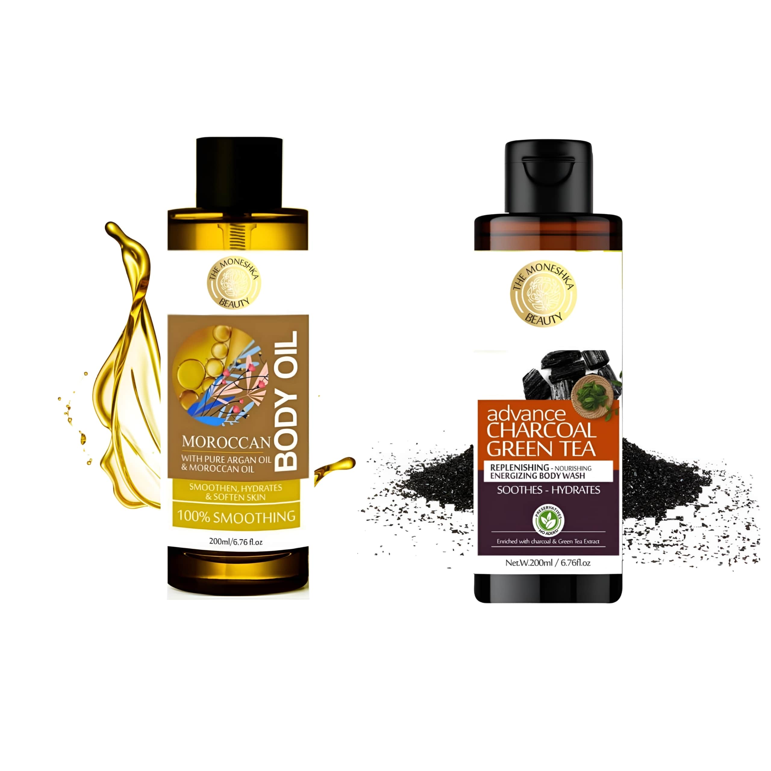 The Moneshka Beauty Moroccan Body Oil & Charcoal Body Wash Combo