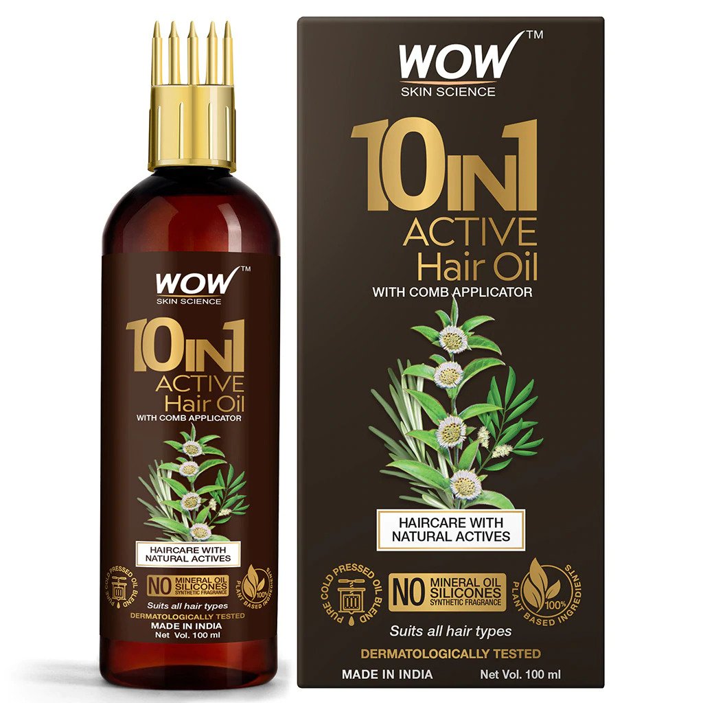Wow Skin Science 10 in 1 Active Hair Oil With comb applicator