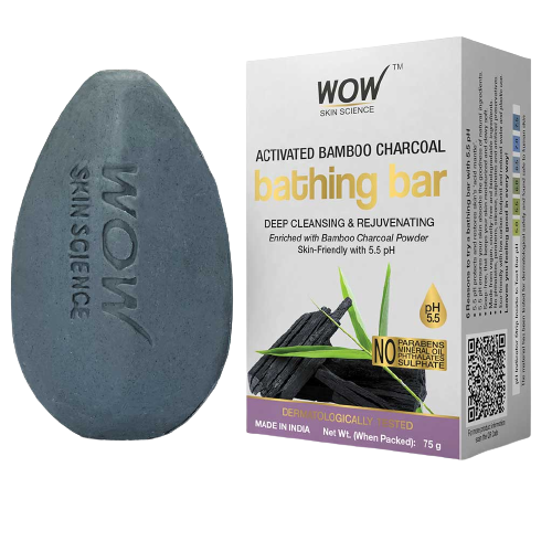 Wow Skin Science Activated Bamboo Charcoal Bathing Bar 