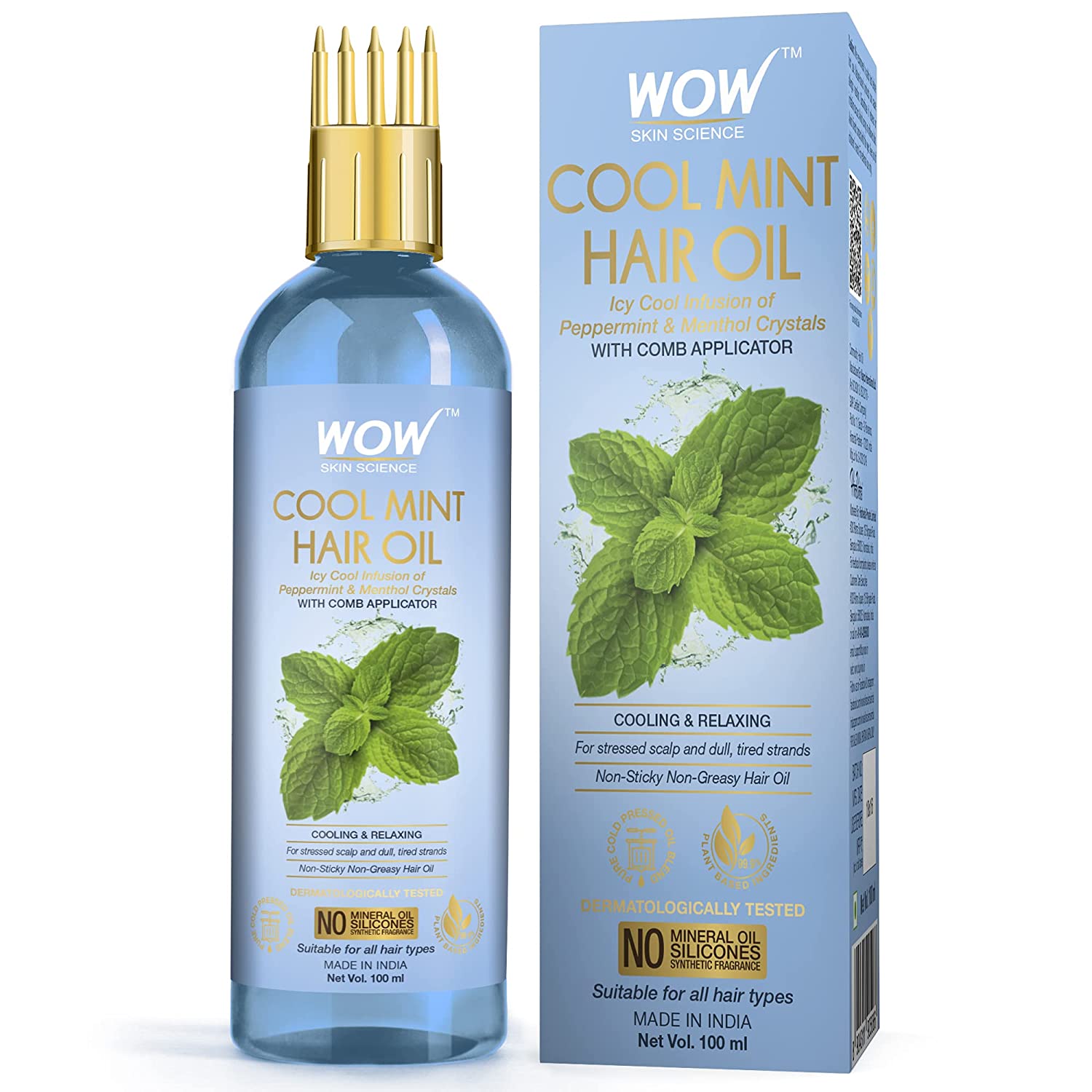 Wow Skin Science Cool Mint Hair Oil with Comb Applicator