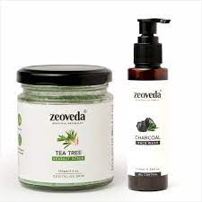 Zeoveda Tea Tree Scrub + Charcoal Face Wash Combo