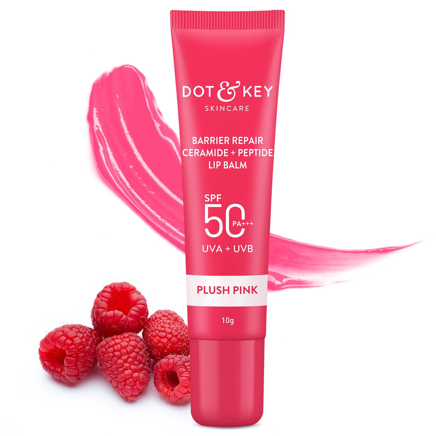 Dot & Key Ceramide + Peptide Lip Balm SPF 50+ PA+++ (Tinted)- Plush Pink