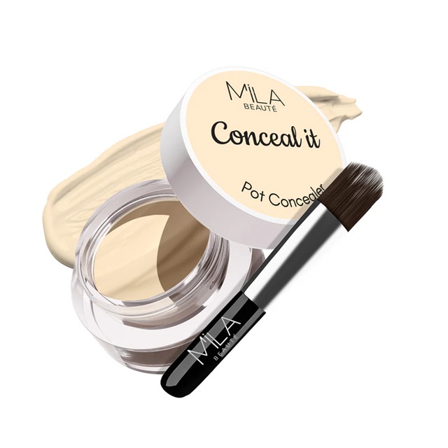 Mila Beaute Conceal It Pot Concealer with SPF15 & Brush - Rich Vanilla 01