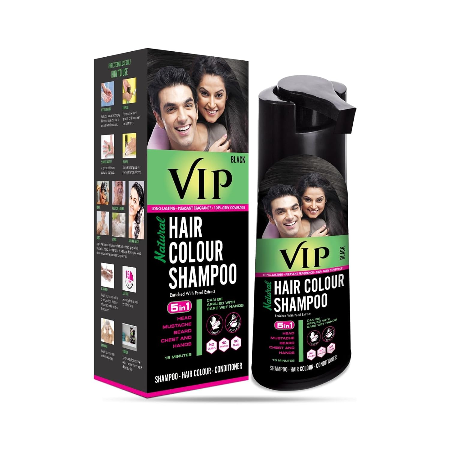 Vip Natural Hair Color Shampoo black